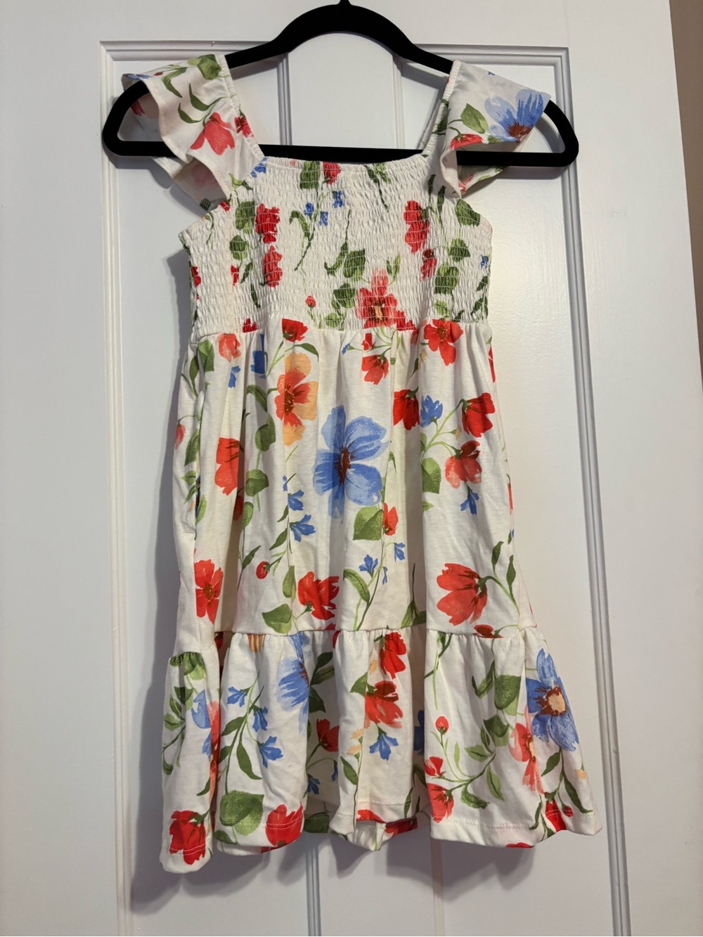 Old Navy White Sundress with Red & Blue Floral Print